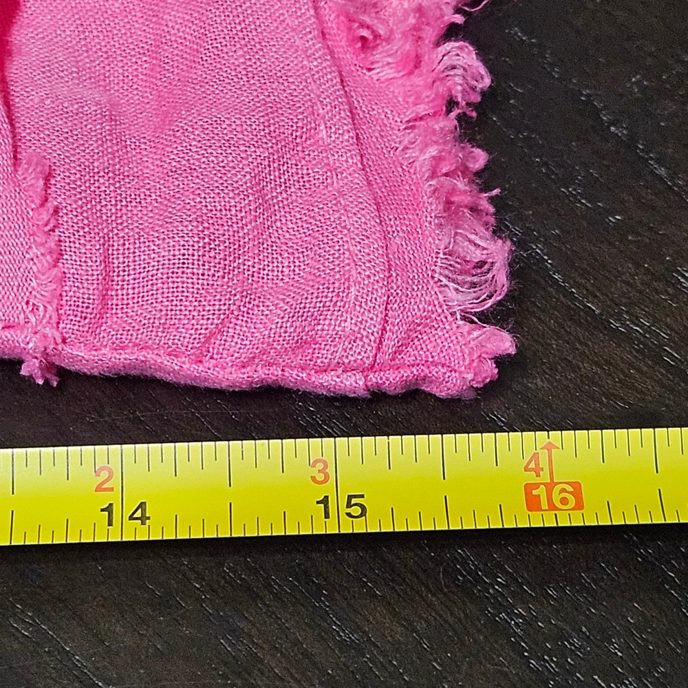 Charlie B 100% Linen Tank Top M Pink Frayed Hem Square Neck‎ Summer Coastal Boho - Picture 9 of 11